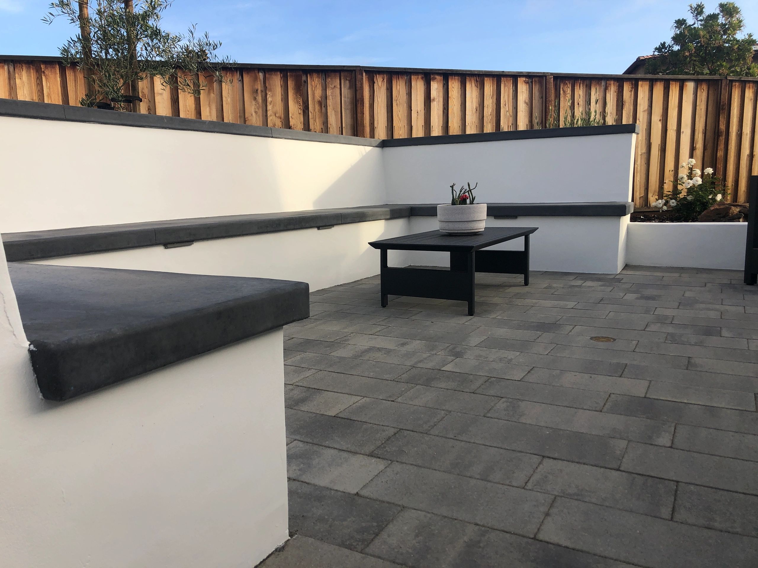 Minimalist patio with potted plants