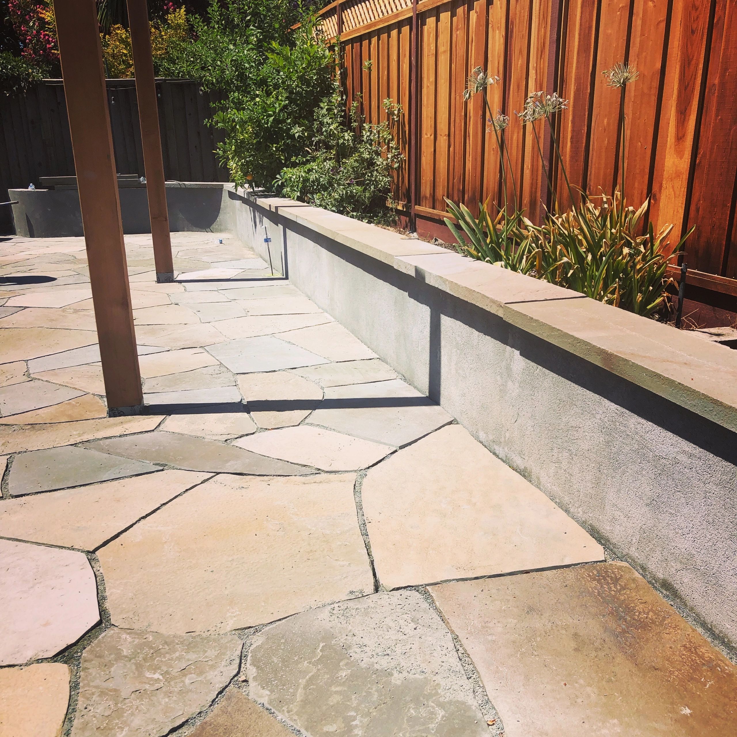 Sunlit garden patio area