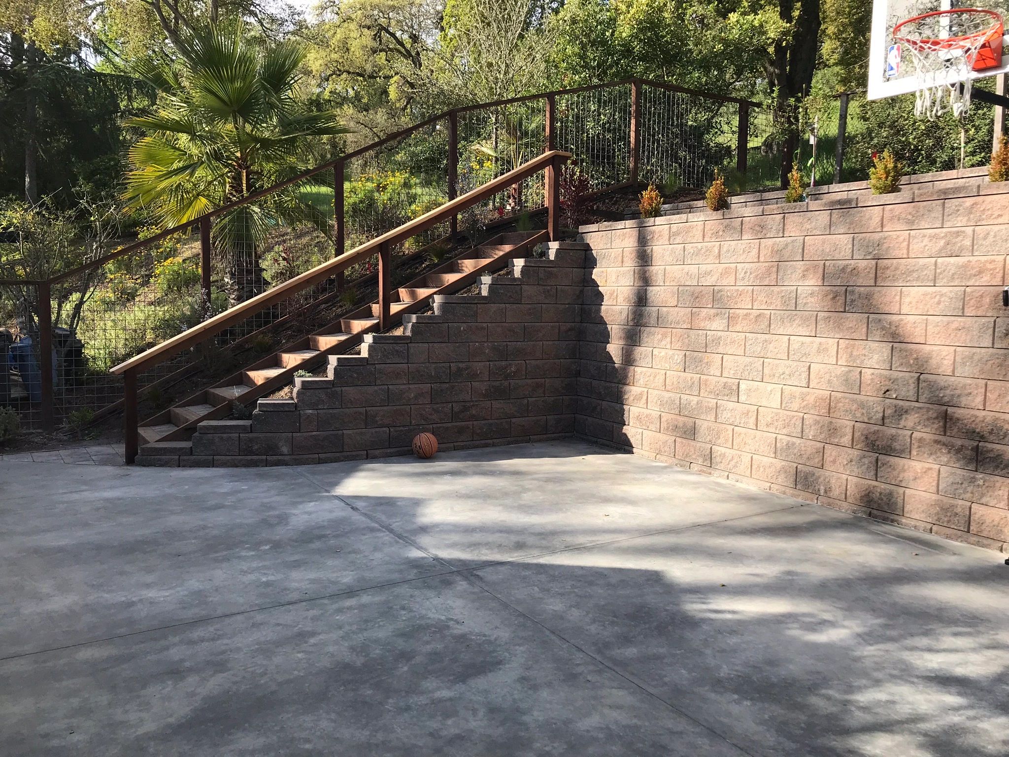 Basketball on concrete court