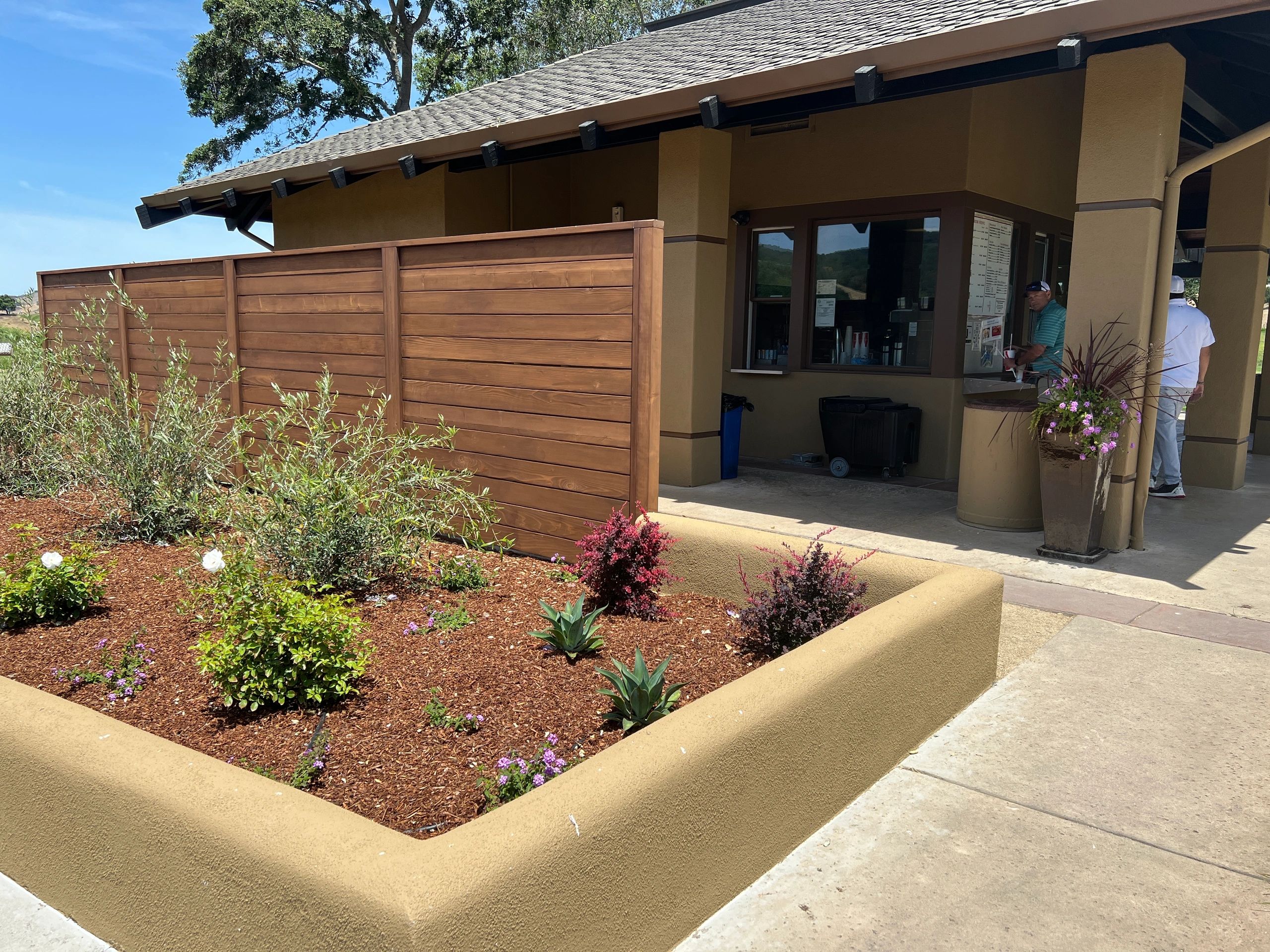 Sunny day at a landscaped garden