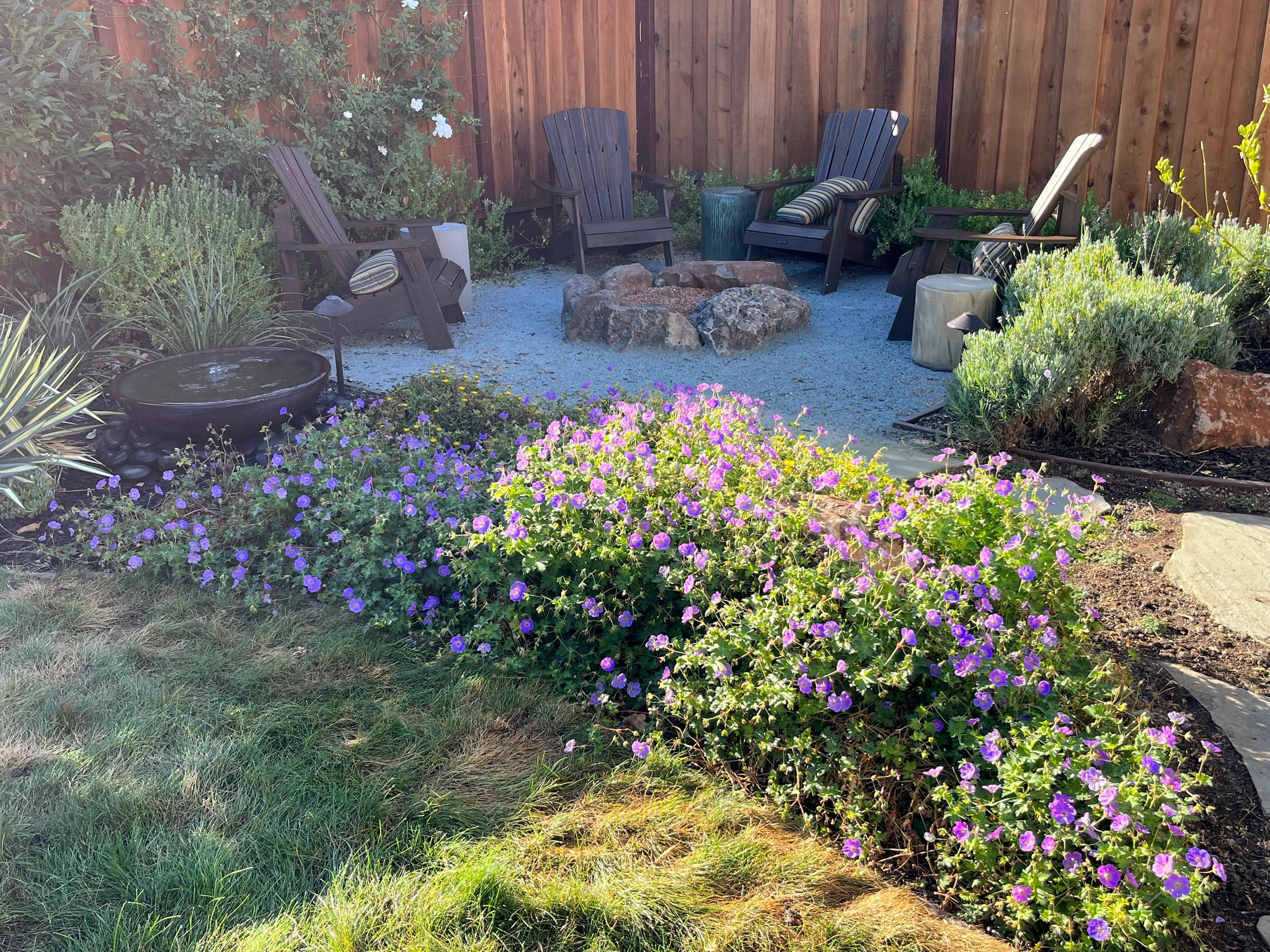 Cozy backyard with Adirondack chairs