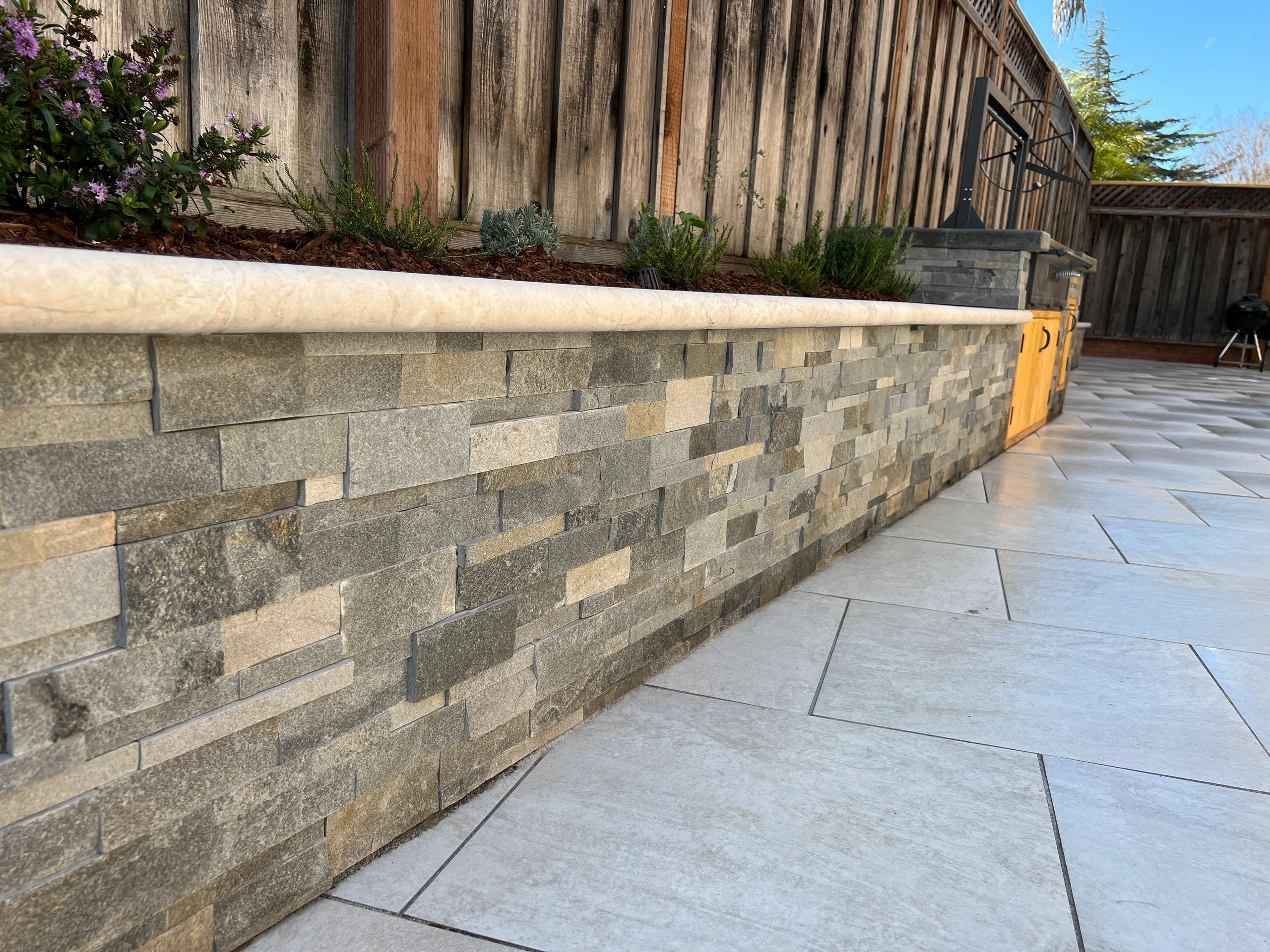 Patio area with stone landscaping