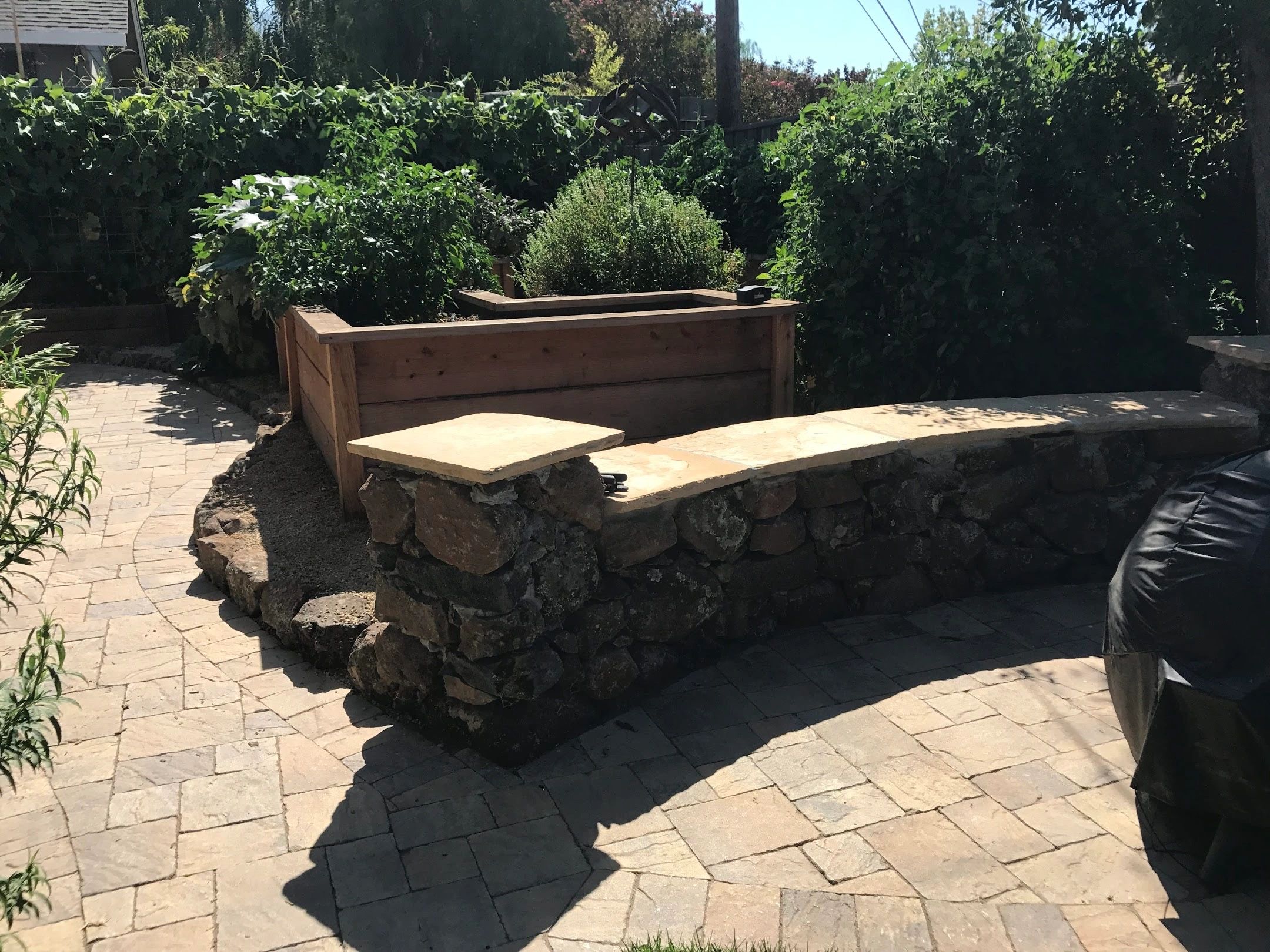 Curved stone seating area