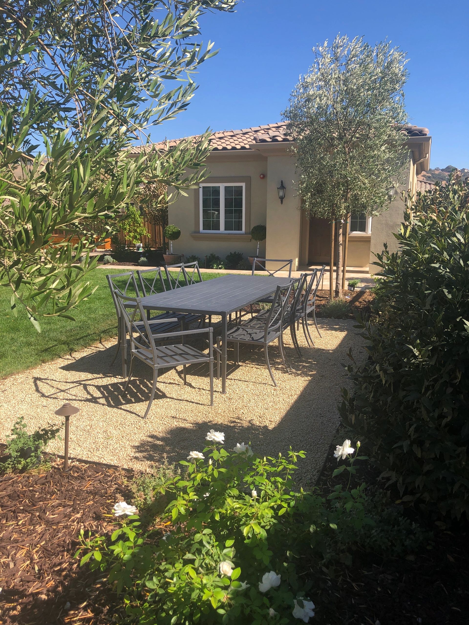 Garden patio with seating arrangement