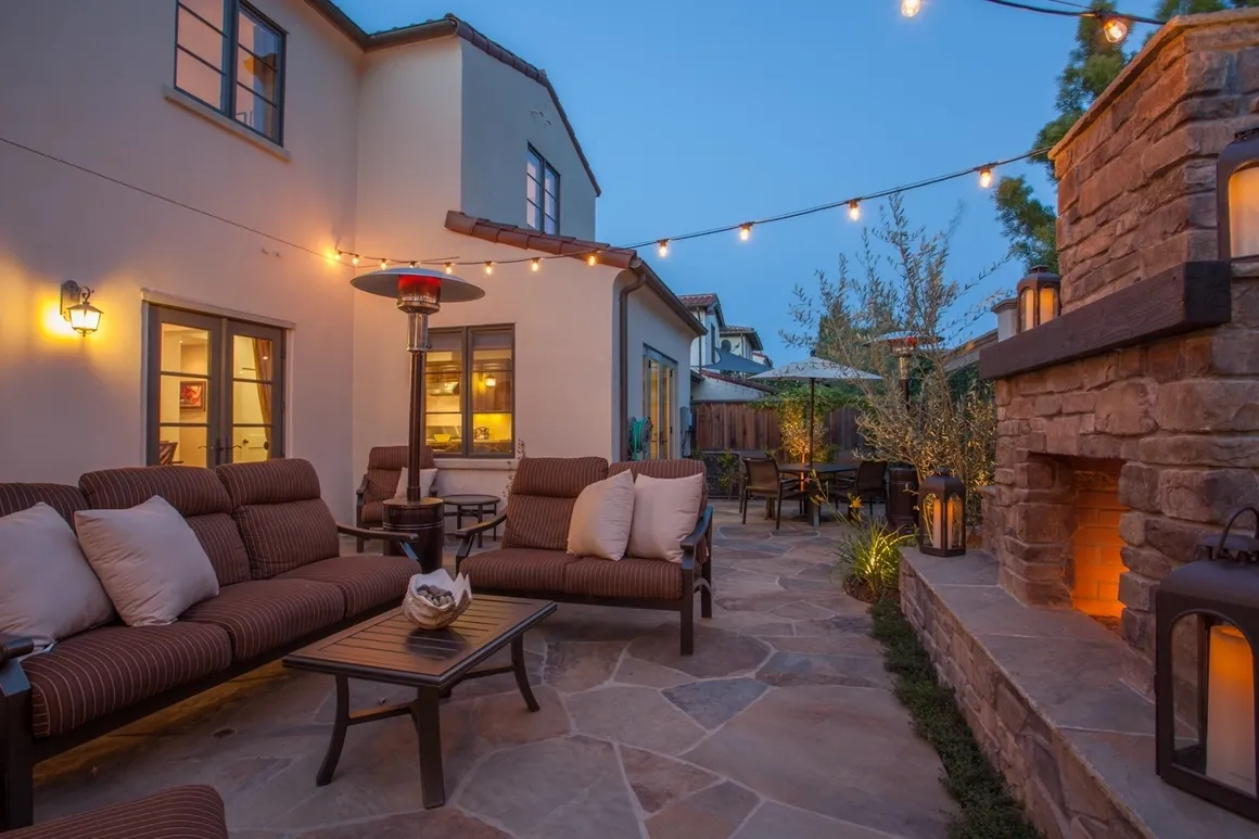 Cozy patio with string lights