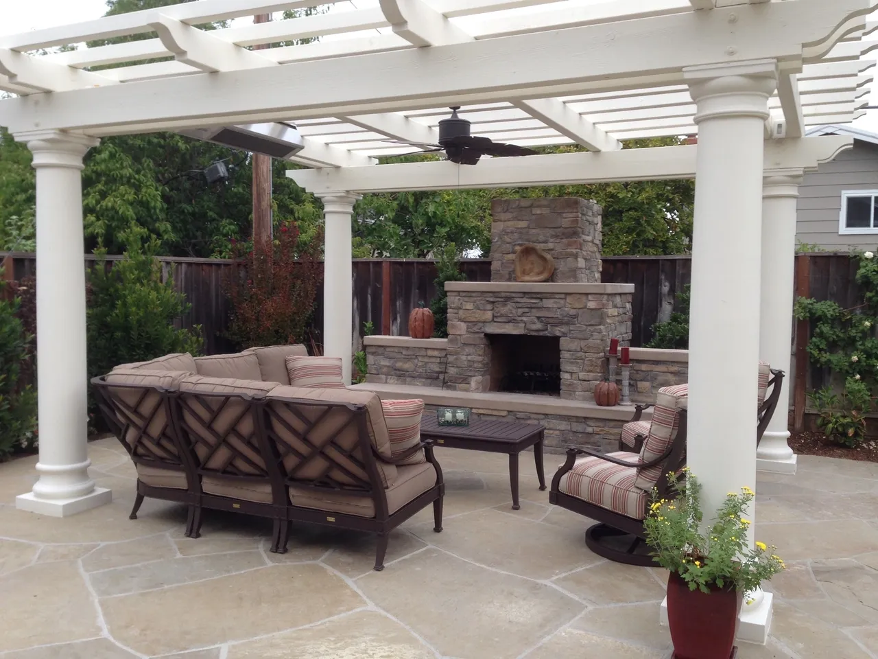 Cozy seating area in garden