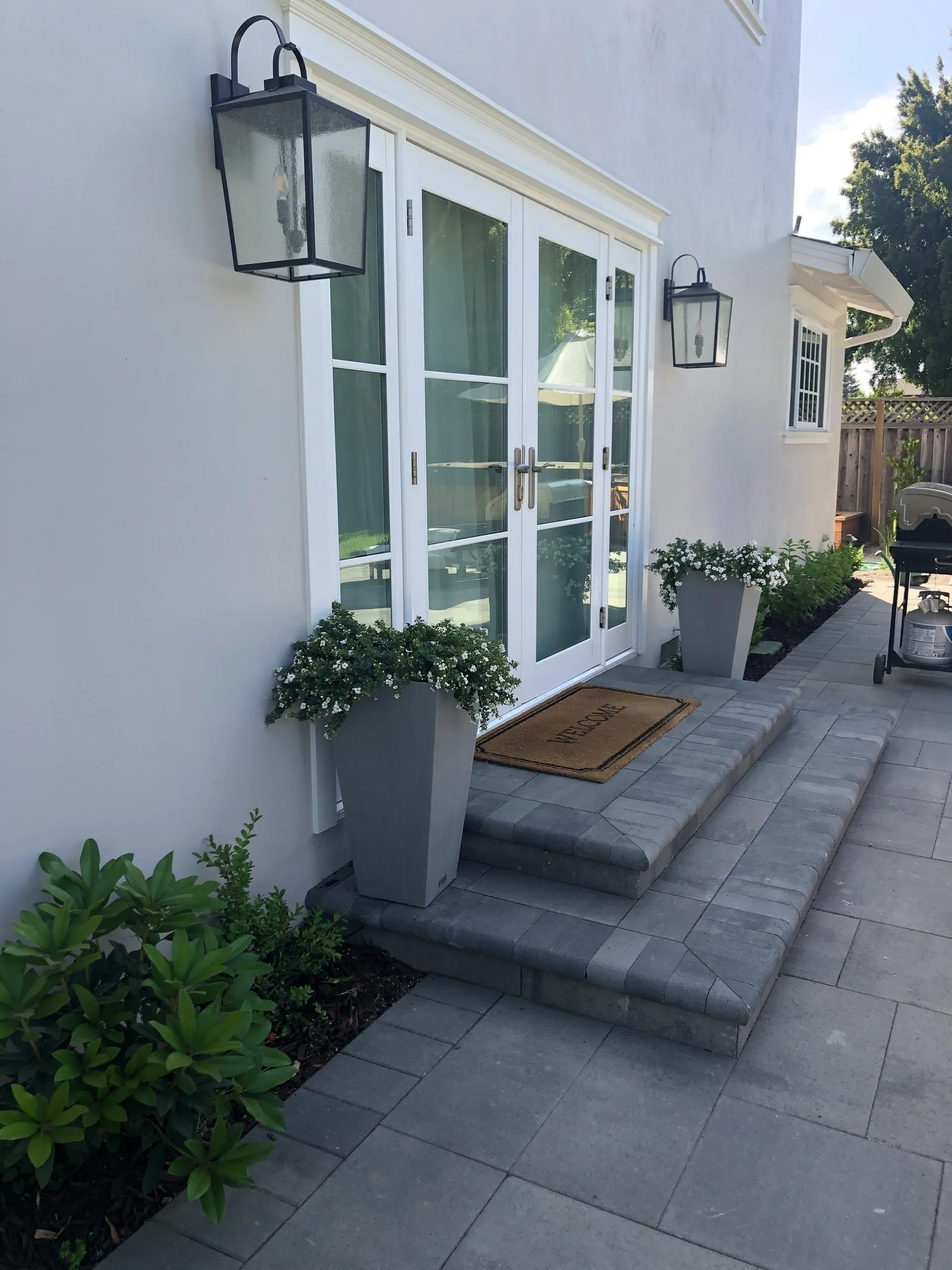 Modern glass door entryway